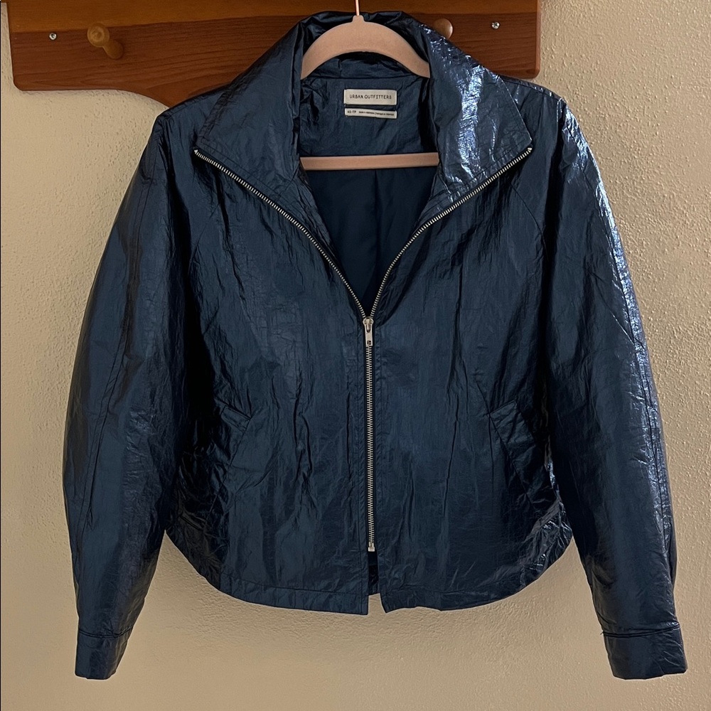 Urban Outfitters Metallic Blue Bomber Jacket